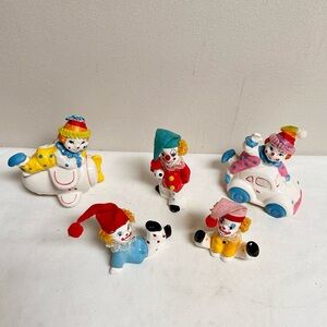 Vintage Colorful Ceramic Clown Figurines Piggy Bank Set of 5-Taiwan
